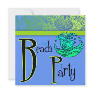 Retro Fish & Sea Shells Beach Party Invitations invitation