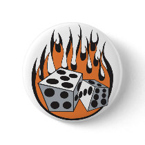 retro flaming dice design buttons by doonidesigns retro flaming dice design buttons