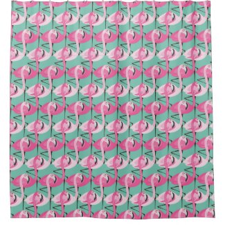 Retro Flamingo Pattern Pink and Aqua