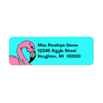 Retro Flamingo Pink Turquoise Return Address Label