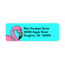 Retro Flamingo Pink Turquoise Return Address Label