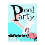 Retro Flamingo Pool Party Invitation Postcards PCs