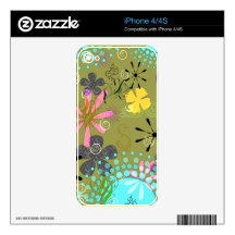 Retro Floral 1 iPhone 4 Skin