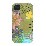 Retro Floral 1 Tough iPhone 4 Covers