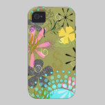 Retro Floral 1 Tough iPhone 4 Covers casemate cases