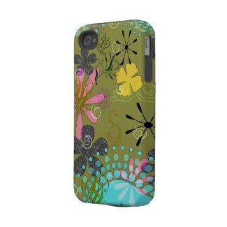 Retro Floral 1 Tough iPhone 4 Covers casematecase