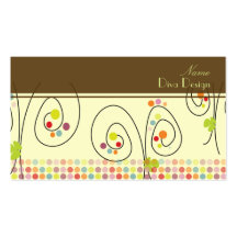 Retro floral bouquet/polka dots/DIY background Business Card Template