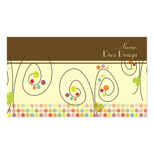 Retro floral bouquet/polka dots/DIY background Business Card Template (front side)