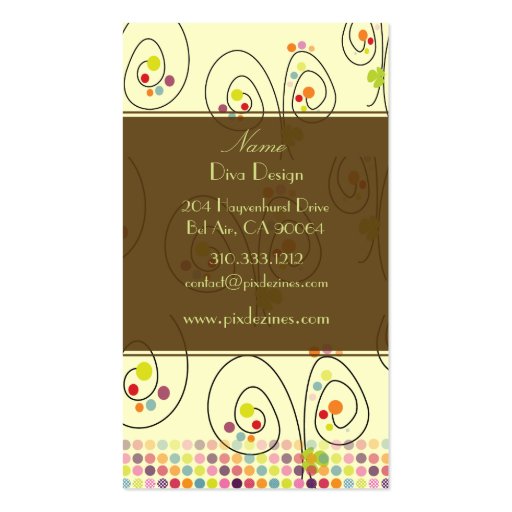 Retro floral bouquet/polka dots/DIY background Business Card Template (back side)