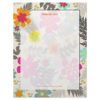 Retro Floral, choose your fav background color letterhead