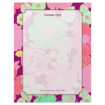 Retro Floral, choose your fav background color letterhead