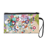 Retro Floral Circles & Splats Spring Pastels Wristlet Purse
