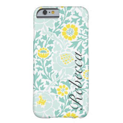 Retro Floral Damask with Custom Name Barely There iPhone 6 Case