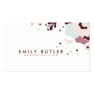 Retro Floral Design Brown White And Pink Double-Sided Standard Business Cards (Pack Of 100)