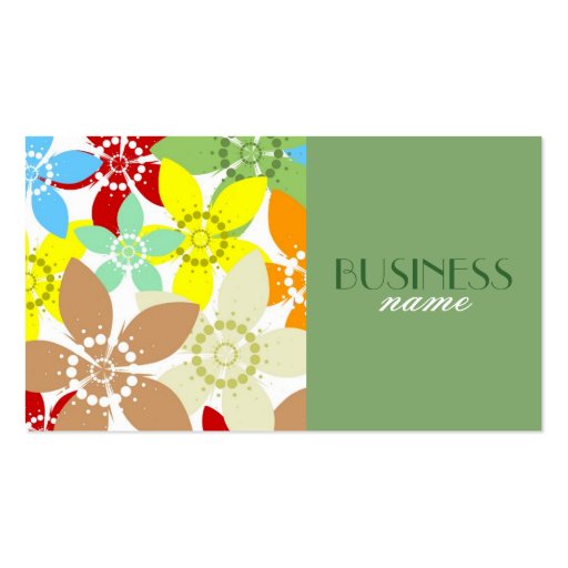Retro Floral Design Business Card (front side)