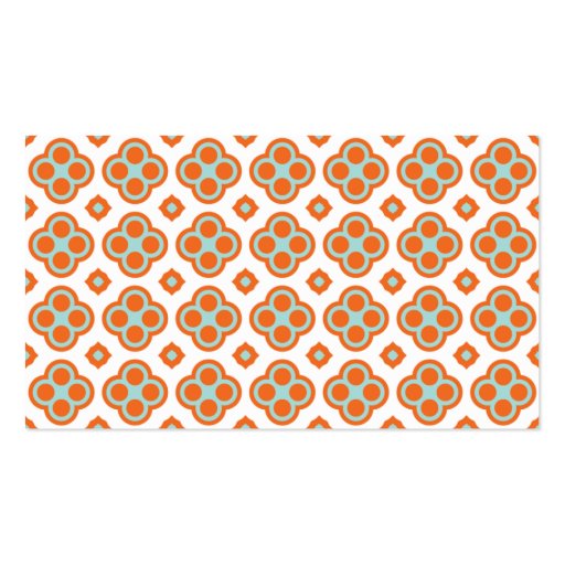 Retro Floral Diamond Pattern in blue and orange Business Card Templates (back side)