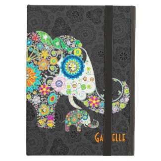 Retro Floral Elephant Design iPad Covers