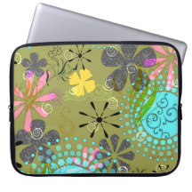 Retro Floral Laptop Computer Sleeve