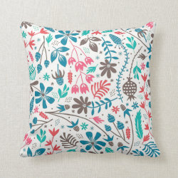 Retro Floral Pattern Throw Pillow