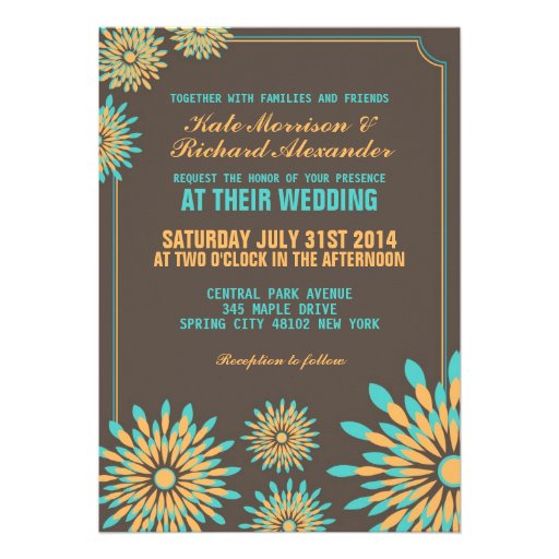 Retro Floral Pattern Wedding Invitation