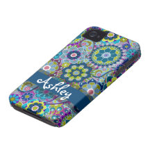 Retro Floral Pattern with Name Case-Mate iPhone 4 Cases