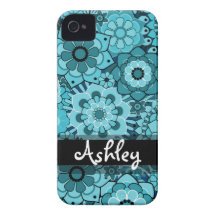 Retro Floral Pattern with Name Case-Mate iPhone 4 Case