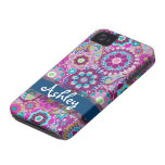 Retro Floral Pattern with Name iPhone 4 Cover
