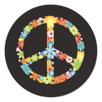 Retro Floral Peace Symbol (3).png Round Stickers