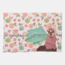 Retro Floral Pink Llama MoJo Kitchen Towel