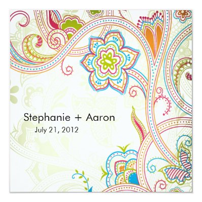 Retro Floral Wedding Invitation