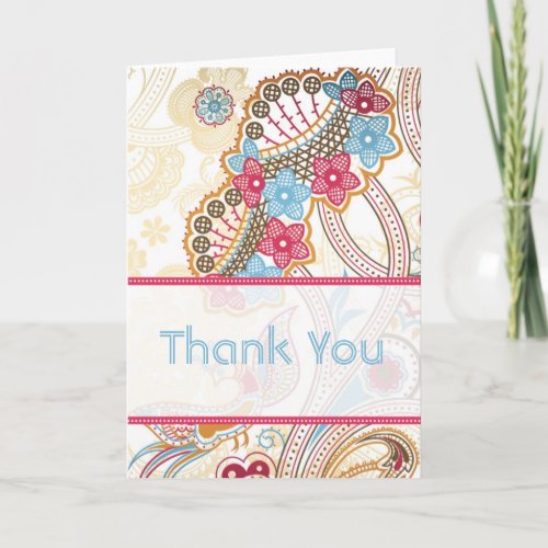 Retro Floral Wedding Thank You Cards zazzle_card