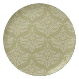 Retro Flourish Sage Green Plate