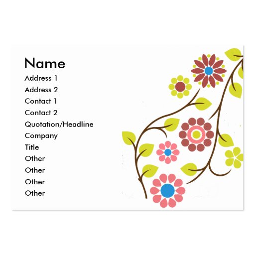 Retro Flower Contact Card Business Card Templates (front side)