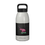 Retro Flower Elephant Pink Sakura Black Damask Water Bottle