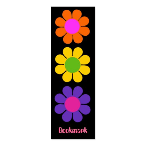 Retro Flower Power Bookmark Business Card Template (front side)