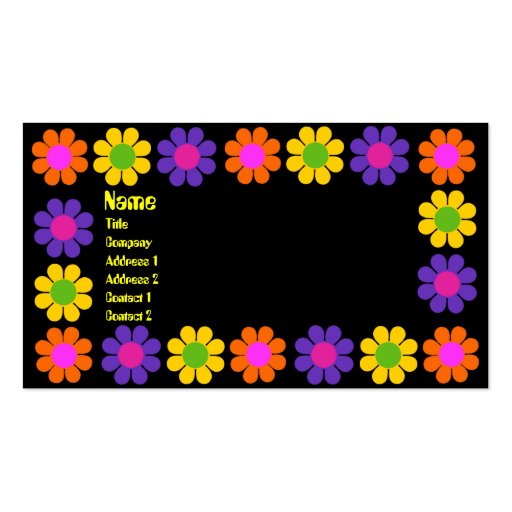 Retro Flower Power Business Card Template (front side)