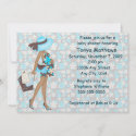 Retro Flowers Baby Shower Invitation (Blue AA) invitation