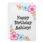 Retro Flowers Birthday Invitation