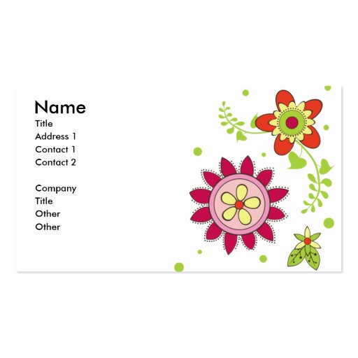 Retro Flowers Business Card (front side)