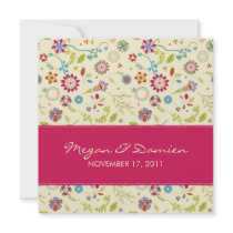 Retro Flowers · Cerise · Wedding Invitation by CSWedding Retro Flowers · Cerise · Wedding Invitation