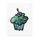 retro flowers cupcake postcard