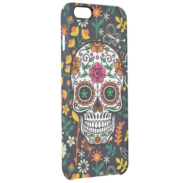 Retro Flowers & Cute Floral Sugar Skull Uncommon Clearlyâ„¢ Deflector iPhone 6 Plus Case-2