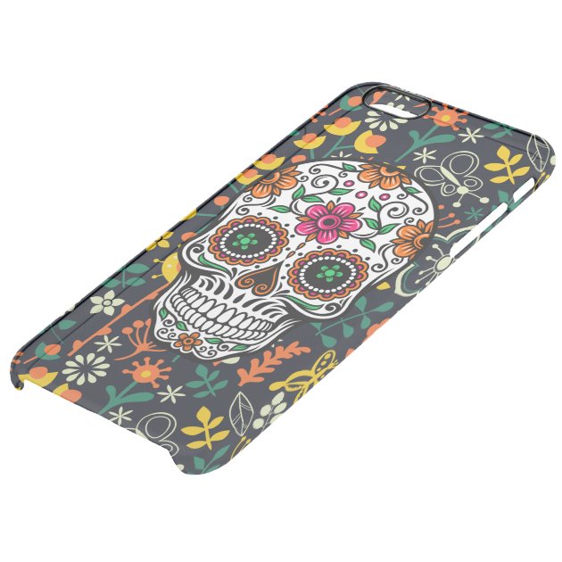 Retro Flowers & Cute Floral Sugar Skull Uncommon Clearlyâ„¢ Deflector iPhone 6 Plus Case-4
