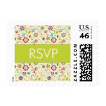 Retro Flowers · Green · RSVP Stamp