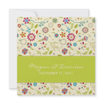 Retro Flowers · Green · Wedding Invitation by CSWedding Retro Flowers · Green · Wedding Invitation