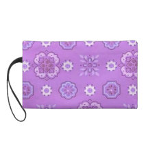 Retro Flowers Lavender Bagettes Bag Wristlet Clutch