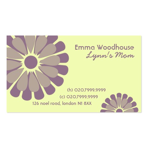 Retro Flowers Mommy Business Card (front side)