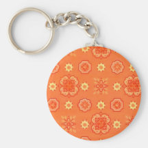 Retro Flowers Orange Key Chains