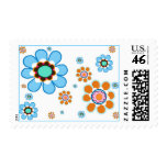 RETRO FLOWERS POSTAGE STAMP