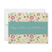 Retro Flowers · Teal · Thank You Card invitations by CSWedding Retro Flowers · Teal · Thank You Card invitations